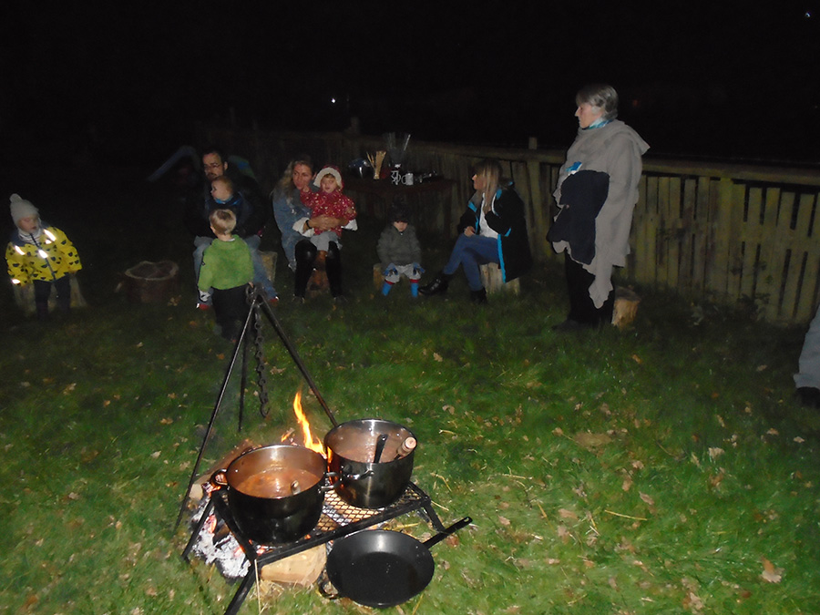 A campfire event at the nursery